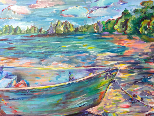 Boat on the Shore in Sorrento Painting Fine Art Giclee Print