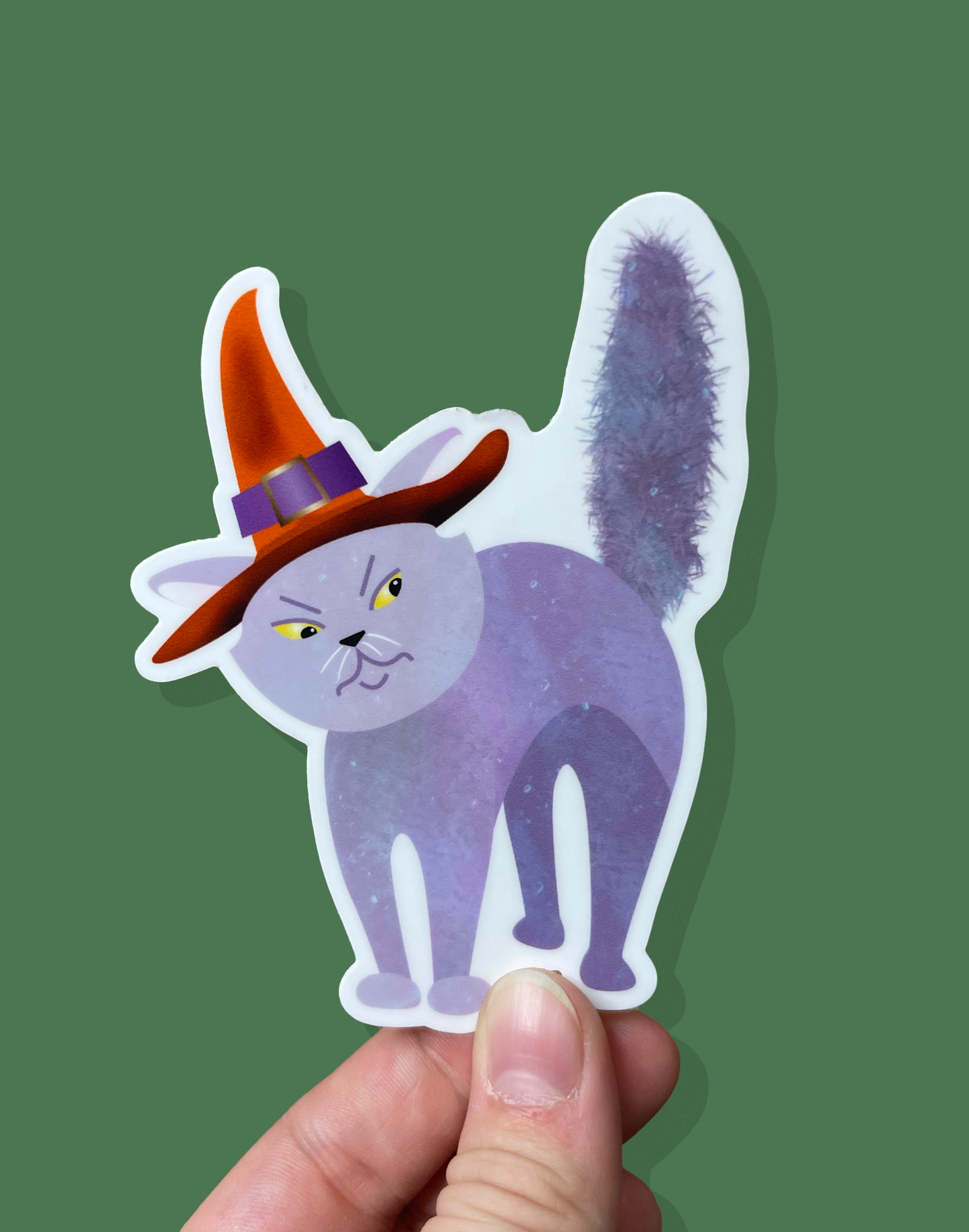 Spooked Halloween Witch Cat Sticker