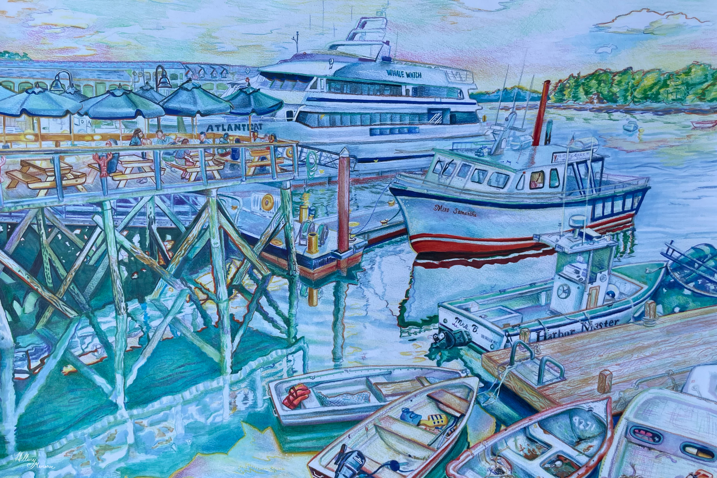 Bar Harbor Drawing Fine Art Giclee Print