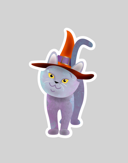 Happy Halloween Witch Cat Sticker