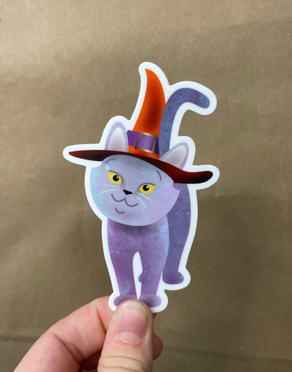 Happy Halloween Witch Cat Sticker