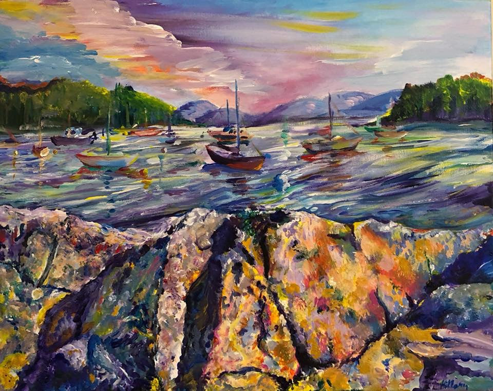 Nautical Landscape with Rocks Painting Fine Art Giclee Print