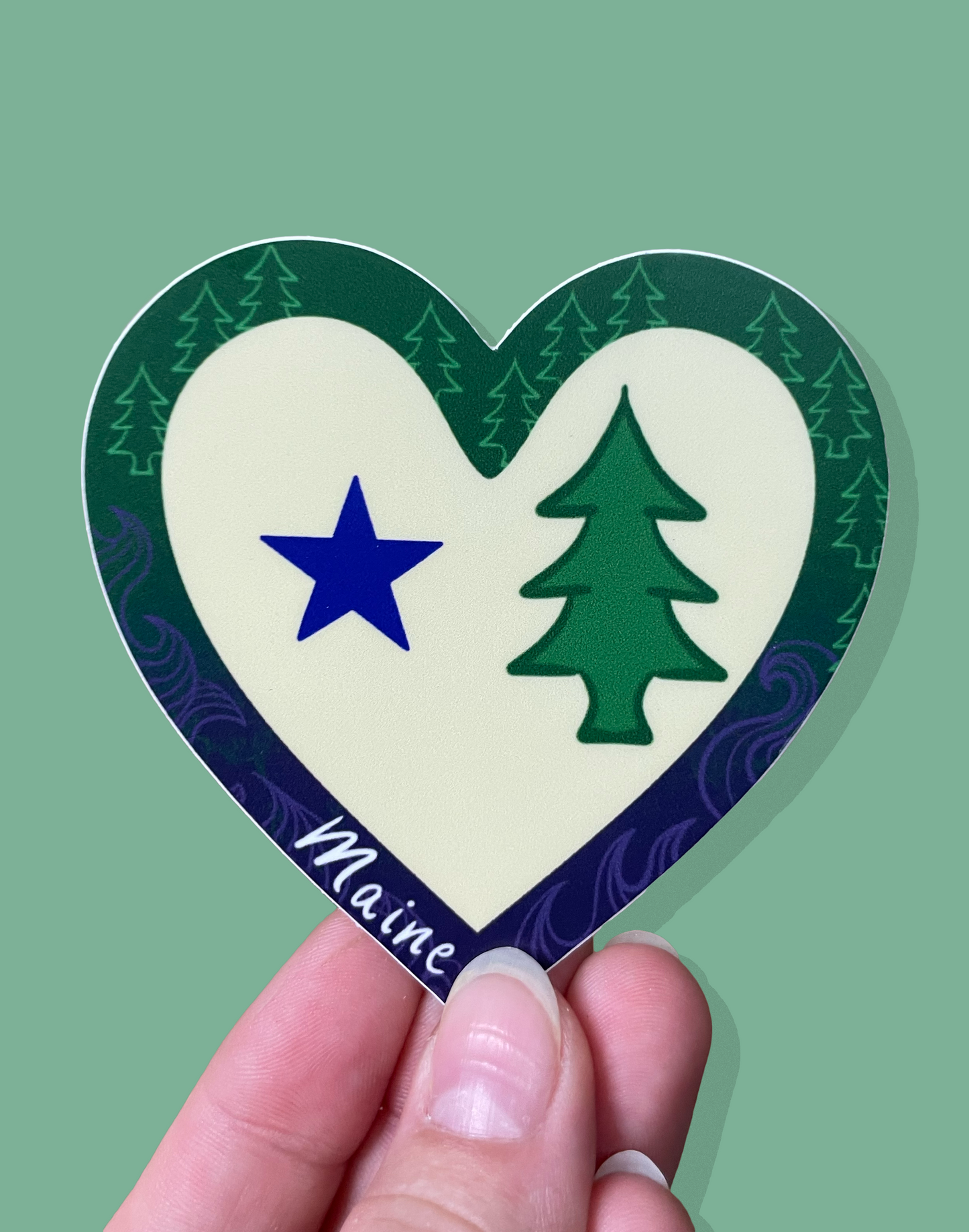 Maine Flag Heart Sticker