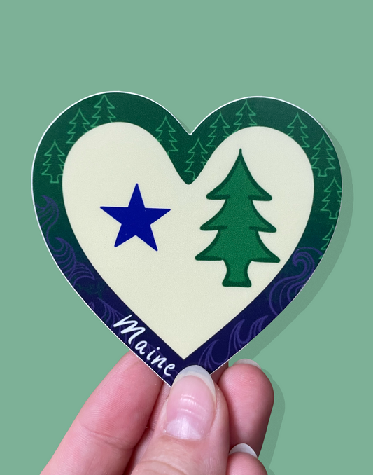 Maine Flag Heart Sticker