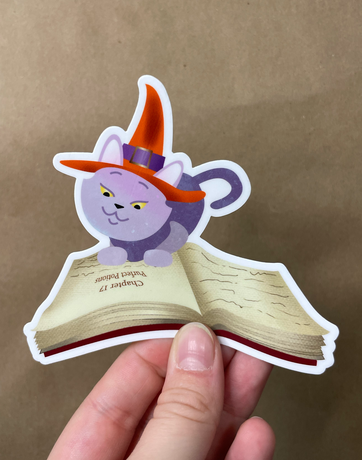 Halloween Witch Cat Reading Sticker