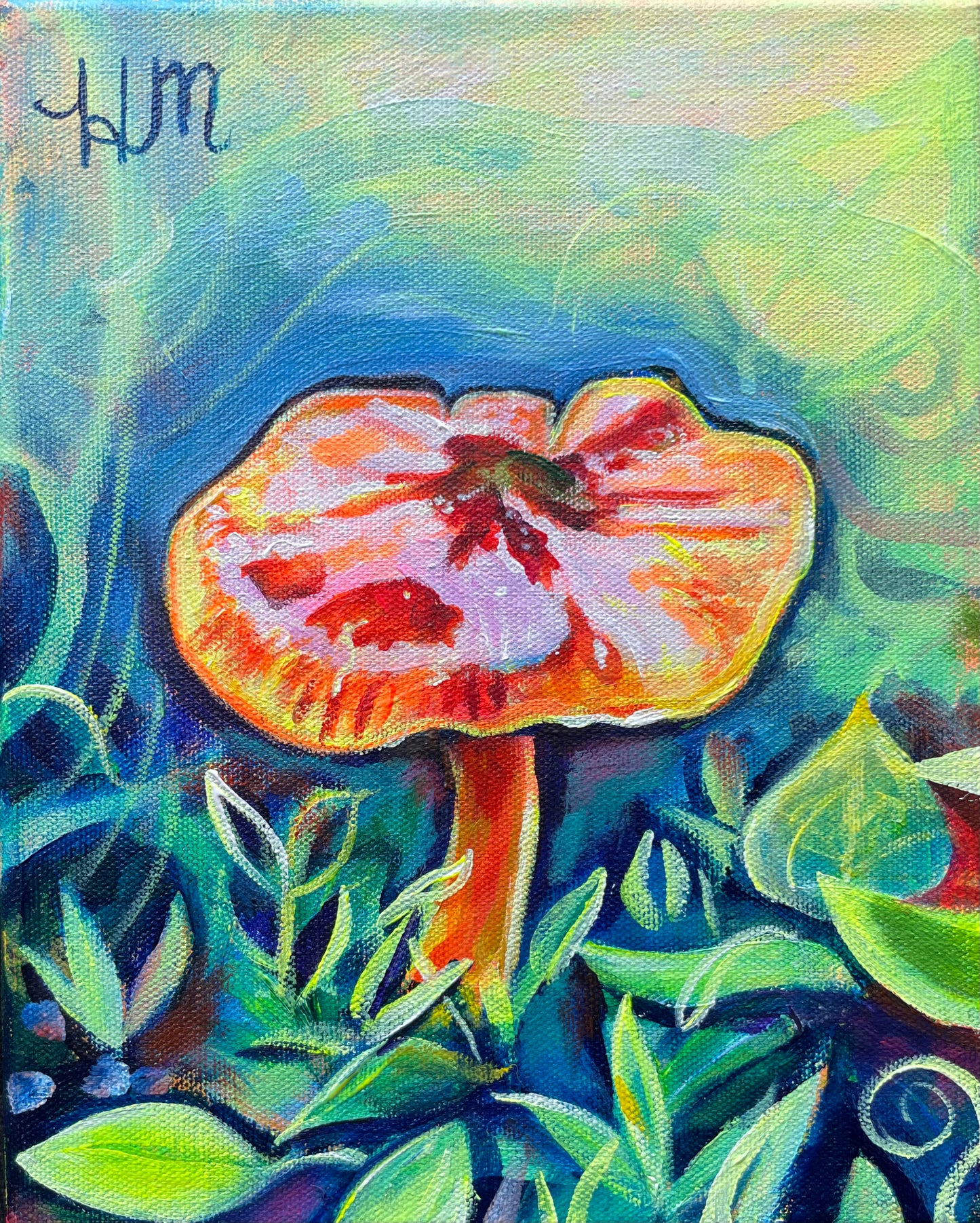 Orange Mushroom Painting Fine Art Giclee Print