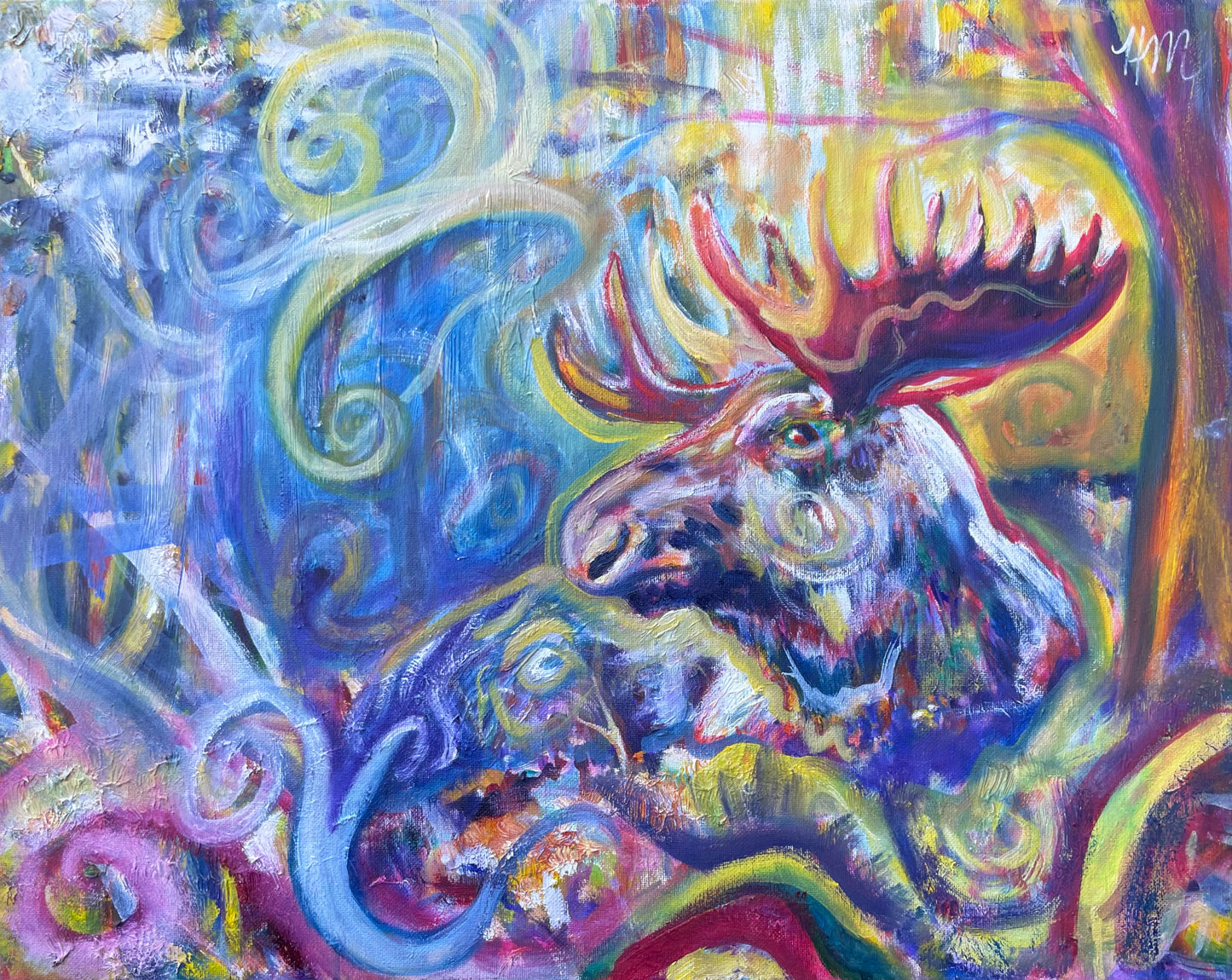 Whimsical Moose Painting Fine Art Giclee Print