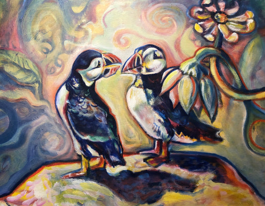 Pair of Puffins Painting Fine Art Giclee Print
