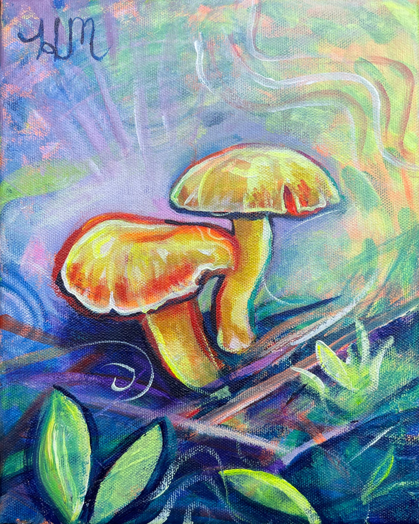 Yellow Mushrooms Painting Fine Art Giclee Print